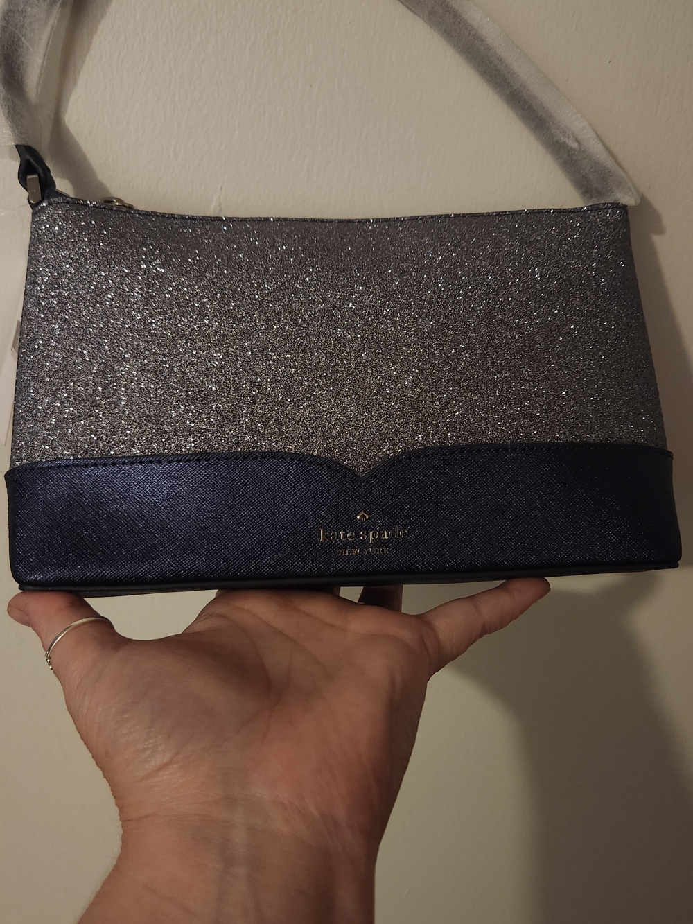 kate spade Silver Glitter and Navy Crossbody Bag